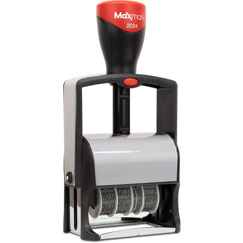 MaxMark 2024 Heavy Duty Date Phrase Stamp, Large Date Size - Exclusive 12-Year Band - Red Ink - Image 4